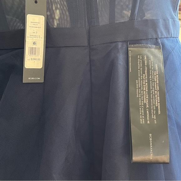 BCBGMaxAzria Dark Navy Corset Layered Midi Dress Size 2 - Picture 9 of 9